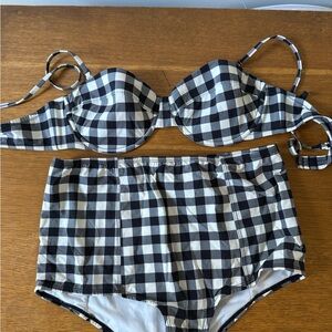 J. Crew Black and White Checkered Bikini